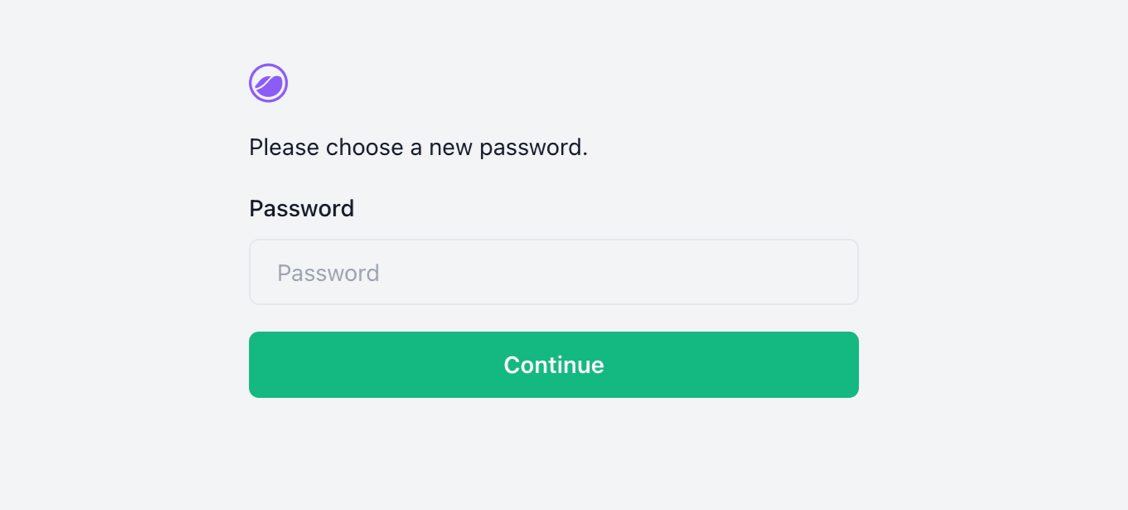 Screenshot of password change form